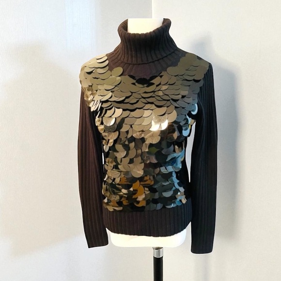 DOLCE & GABBANA Sequin Wool Turtleneck Sweater Size Large - Picture 1 of 10